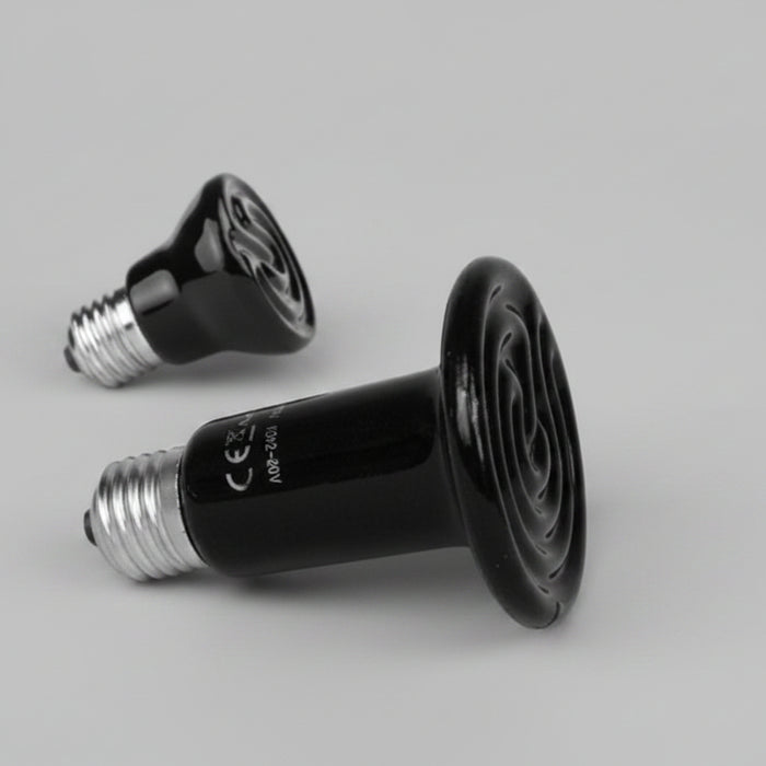 Two black heat lamps with E27 sockets 