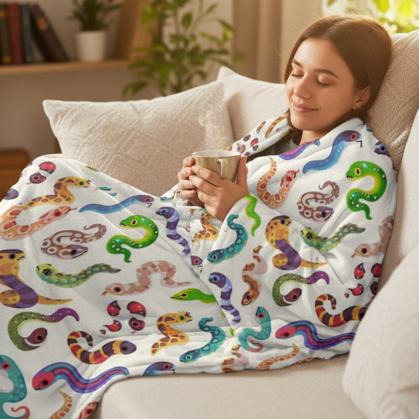 Colorful Snakes Throw Blanket