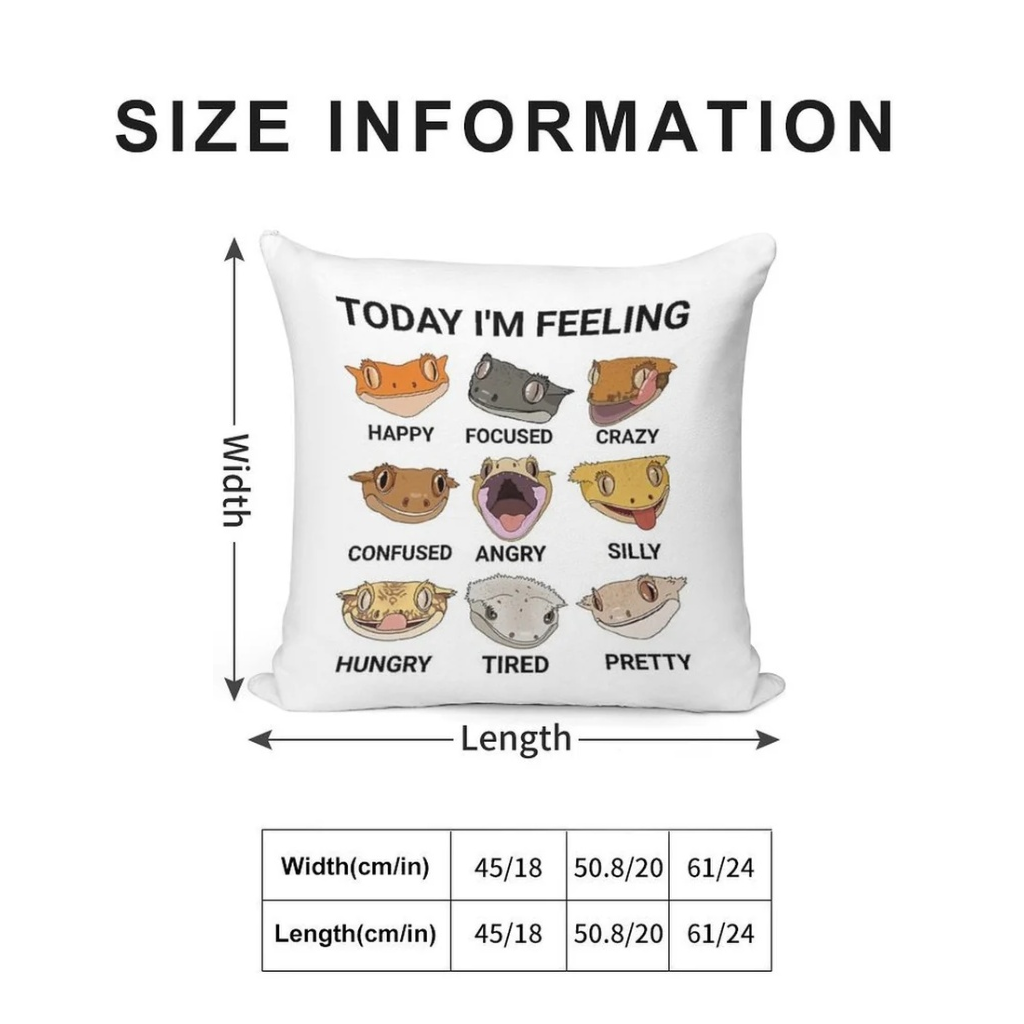 "Today I'm Feeling..." Crested Gecko Pillowcase