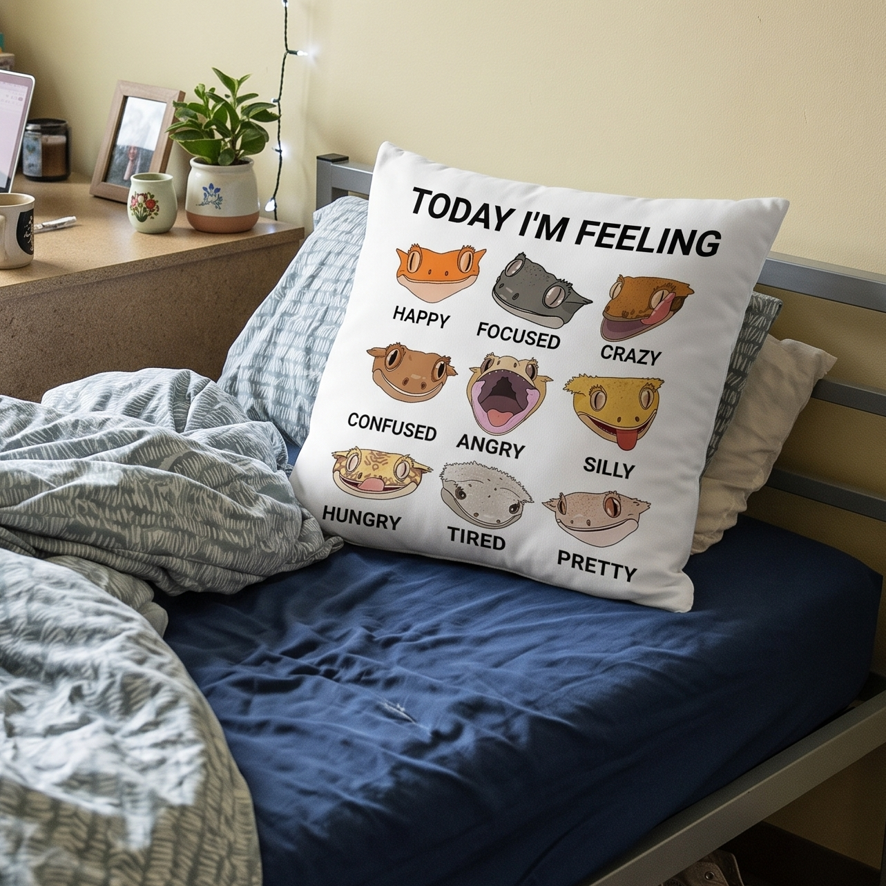 "Today I'm Feeling..." Crested Gecko Pillowcase