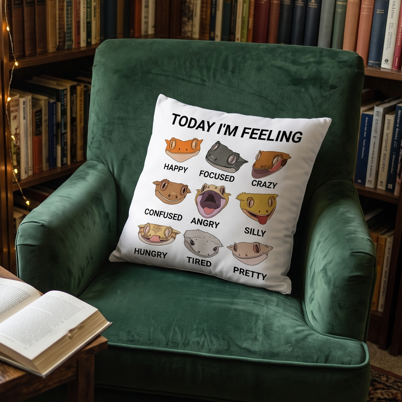 "Today I'm Feeling..." Crested Gecko Pillowcase