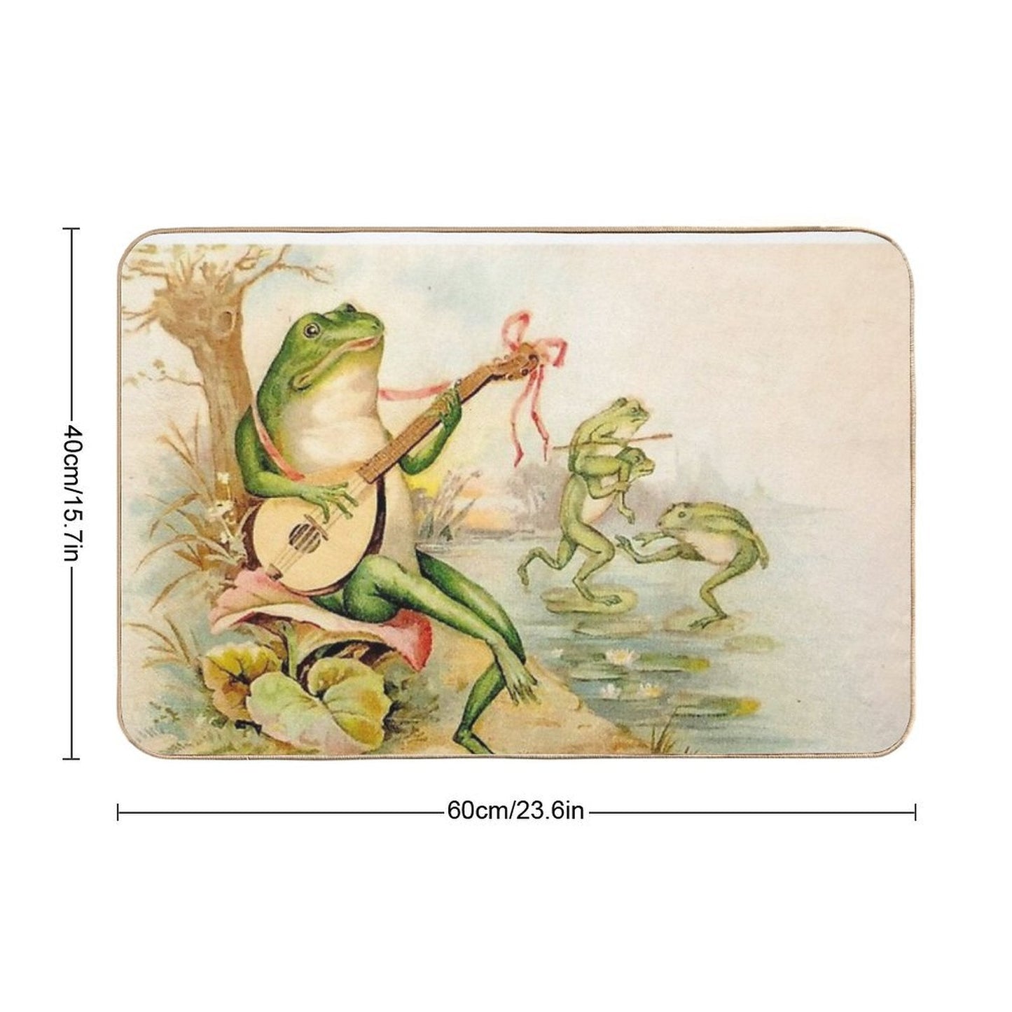 FROG STRUMMING  Vintage Abstract Entertainment Print Bath Mat