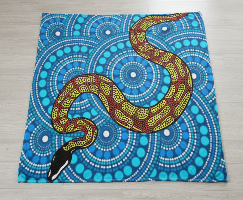 Aboriginal Dot Art Snake Flannel Throw Blanket