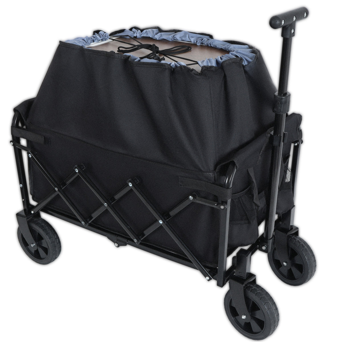 Expandable Dual-Layer Heavy-Duty Expo Wagon (225 lb Capacity, Black)