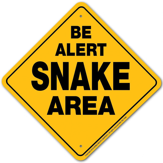 "Be Alert: Snake Area" Aluminum Sign