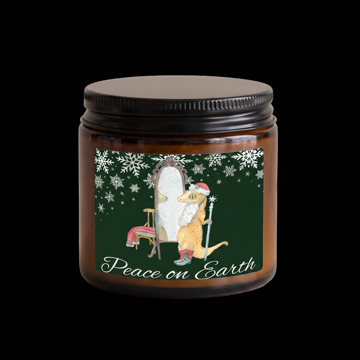 “Peace on Earth” Crested Gecko Soy Candle & Reindeer Socks Gift Set