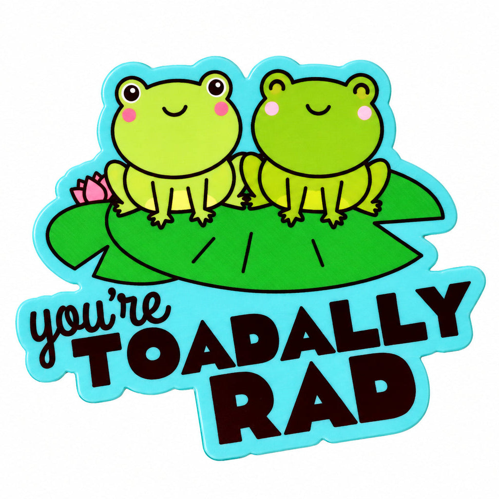 Funny Frog Vinyl Sticker "Toadally Rad"