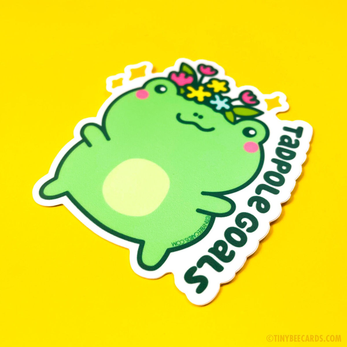 Floral Crown Frog Vinyl Sticker - Tadpole Goals