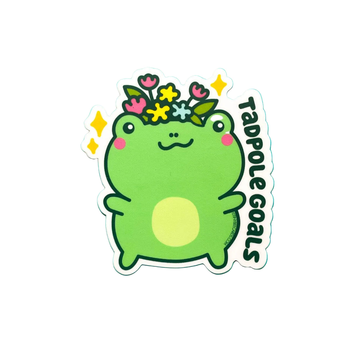 Floral Crown Frog Vinyl Sticker - Tadpole Goals