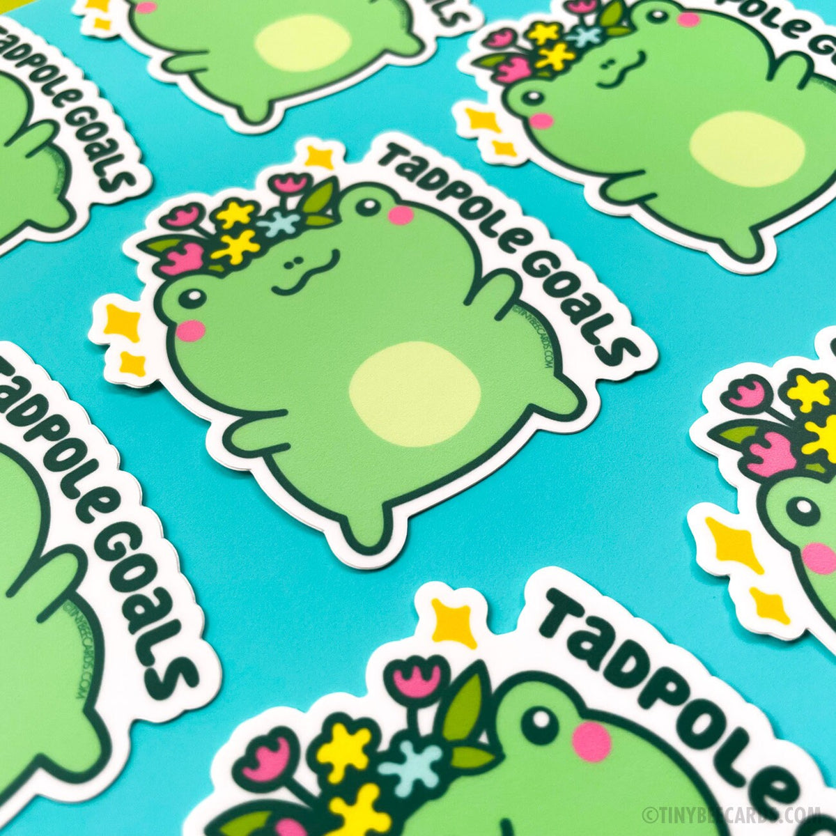 Floral Crown Frog Vinyl Sticker - Tadpole Goals
