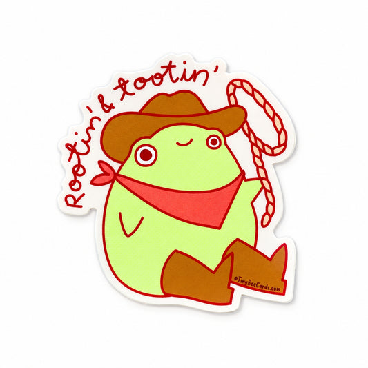 Cowboy Frog Vinyl Sticker - Rootin' and Tootin'