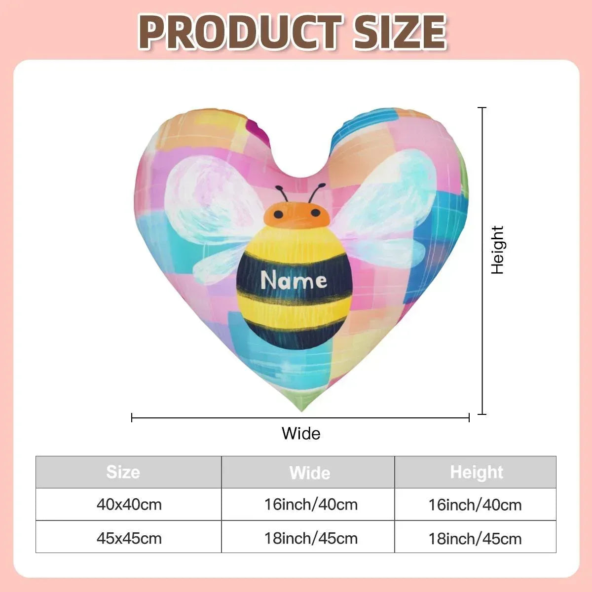 Personalized Bumblebee Heart Pillow
