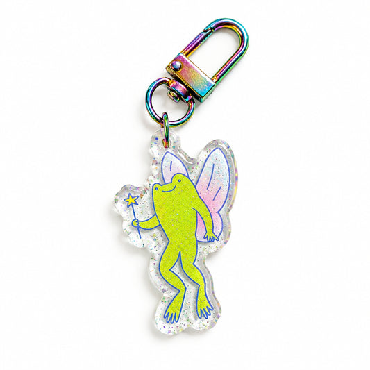 Fairy Frog Glitter Whimsical Acrylic Keychain