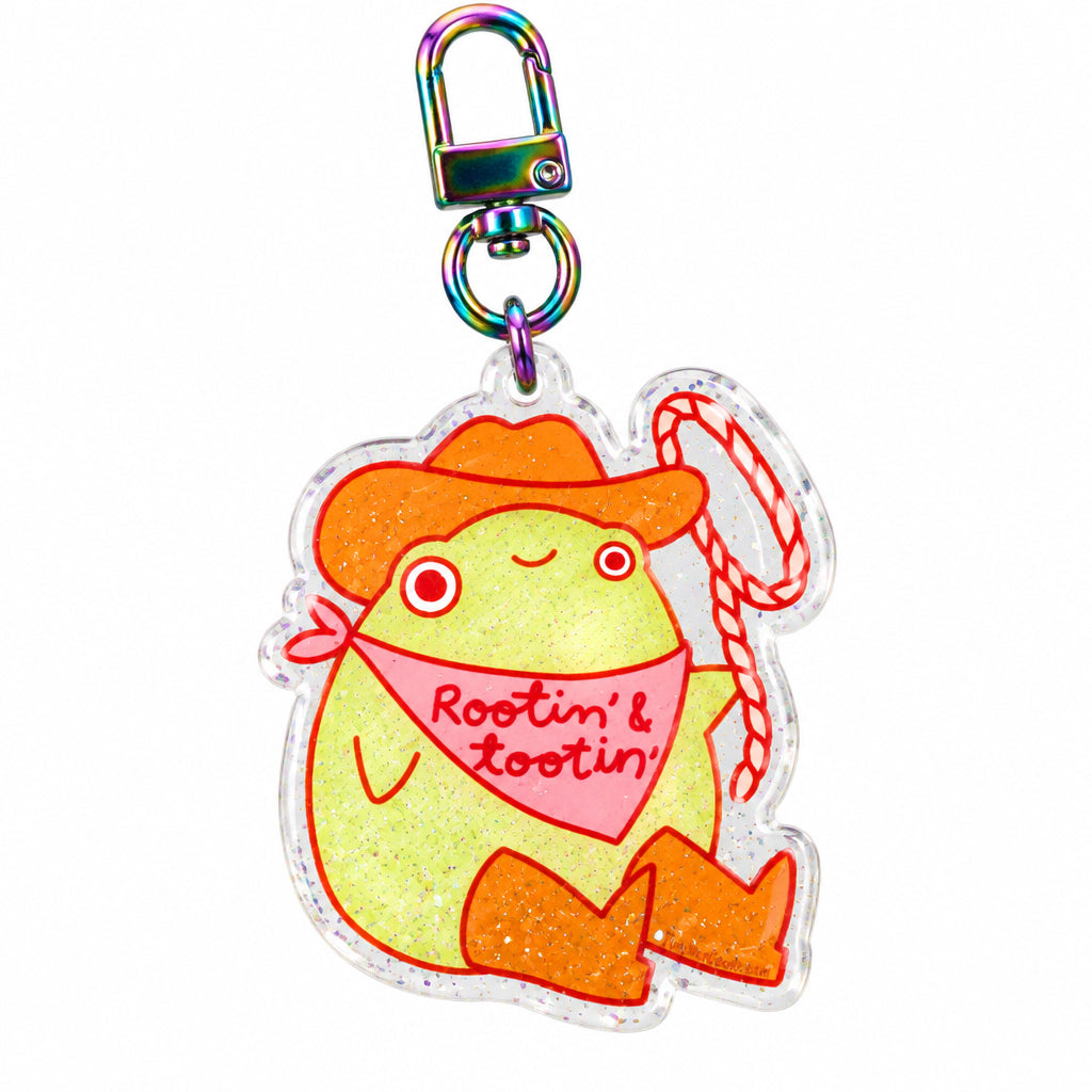 Cowboy Frog Glitter Acrylic Keychain  - Rootin' and Tootin' Bag Charm