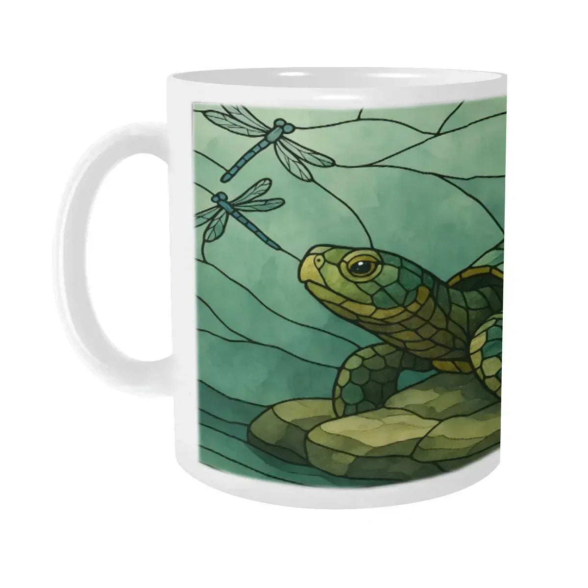 Stained Glass Sea Turtle & Dragonfly Ceramic Mug