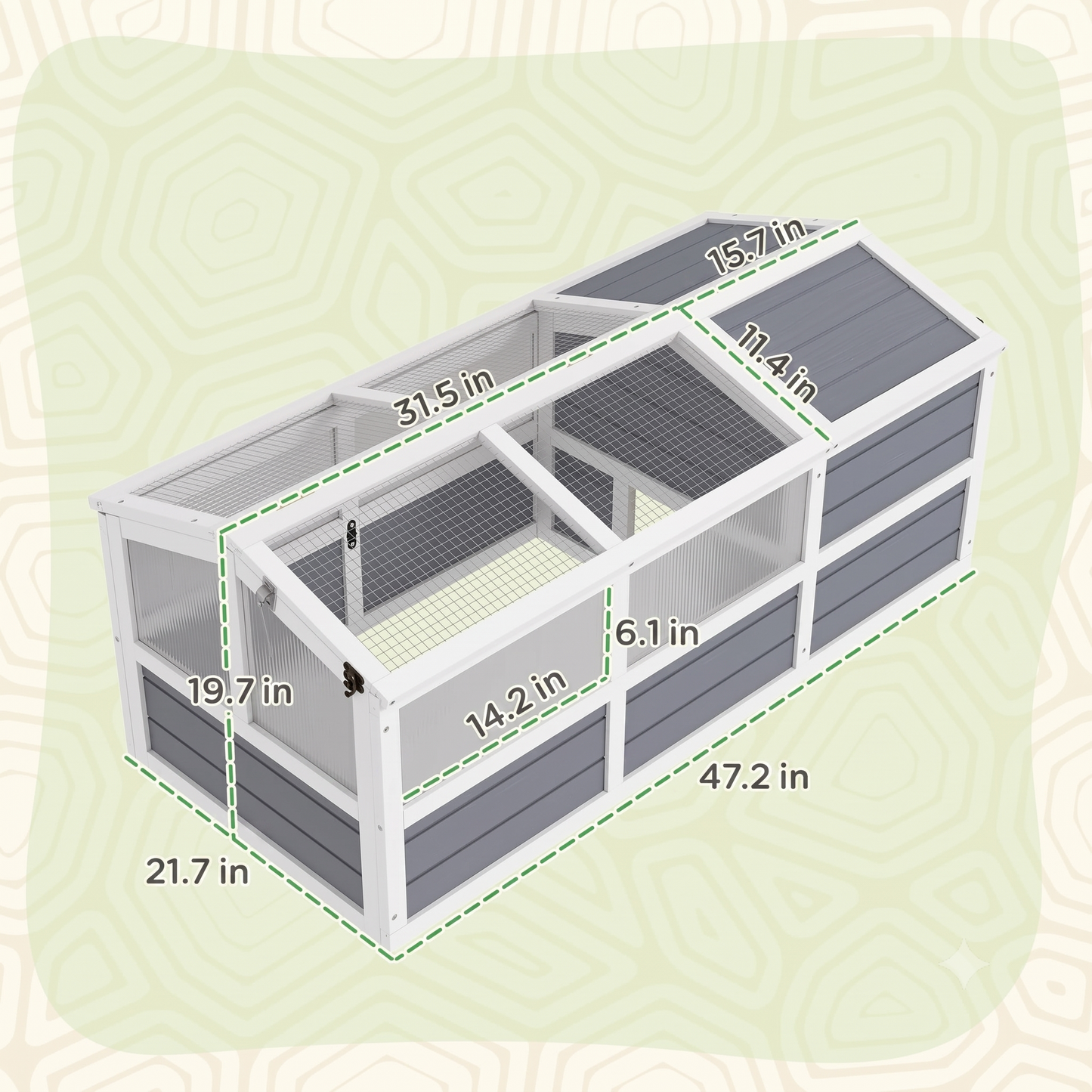 Bottomless Outdoor Wooden Tortoise Pen & Grazing Habitat