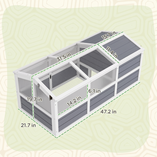Bottomless Outdoor Wooden Tortoise Pen & Grazing Habitat