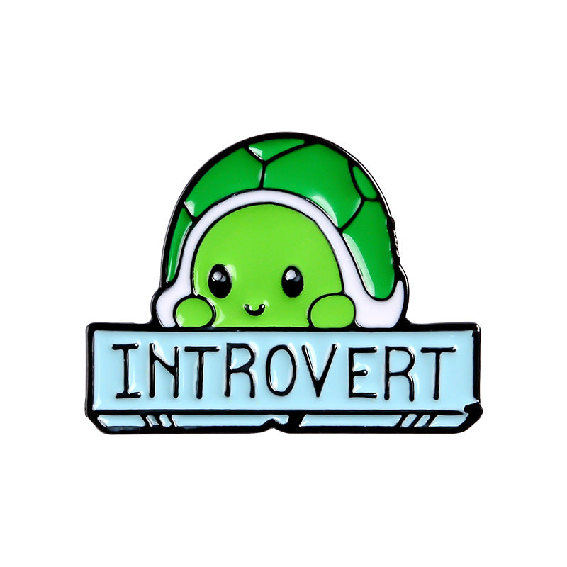 Pin with a green turtle and 'Introvert' text on a white background
