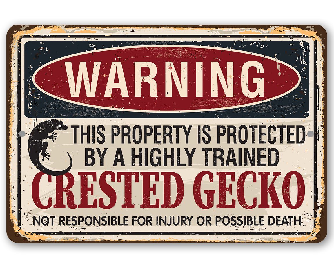 "Property Protected By Crested Gecko" Metal Sign