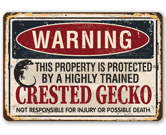 "Property Protected By Crested Gecko" Metal Sign