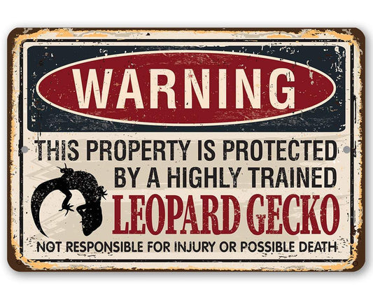 "Property Protected By Leopard Gecko" Metal Sign