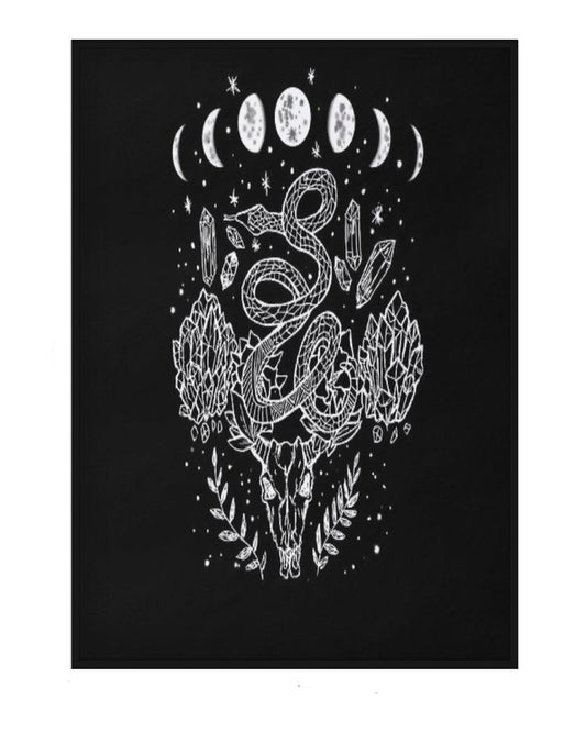 Moon Phases, Snakes, and Crystals Throw Blanket