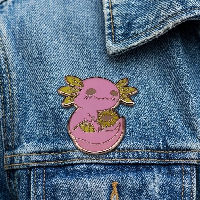 Axolotl & Sunflower Pin
