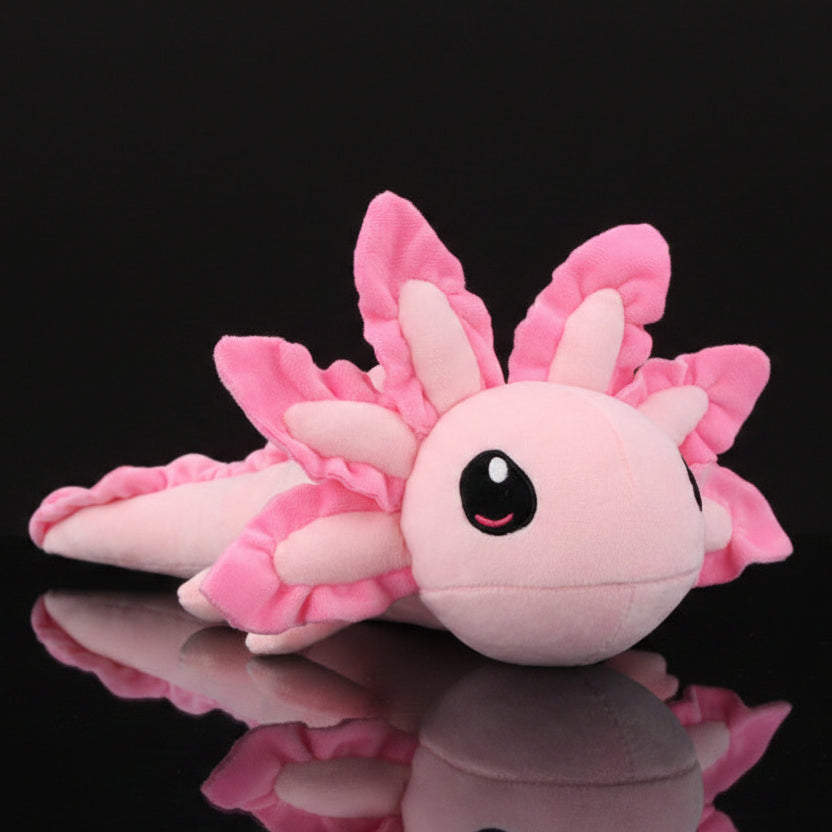 Pink and white axolotl plush toy 