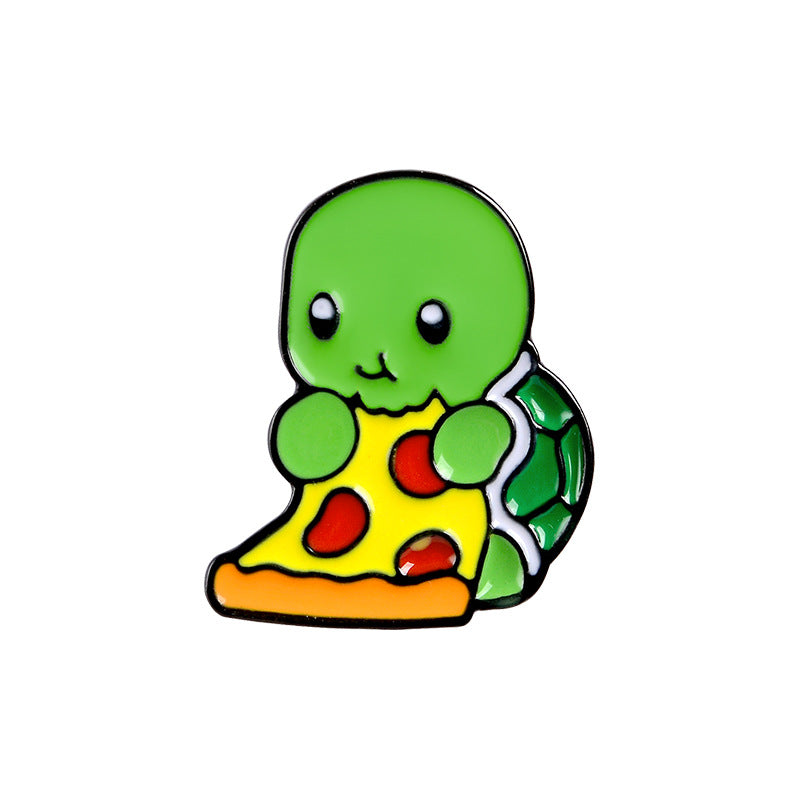 Green cartoon turtle with a yellow shell and red spots on a white background