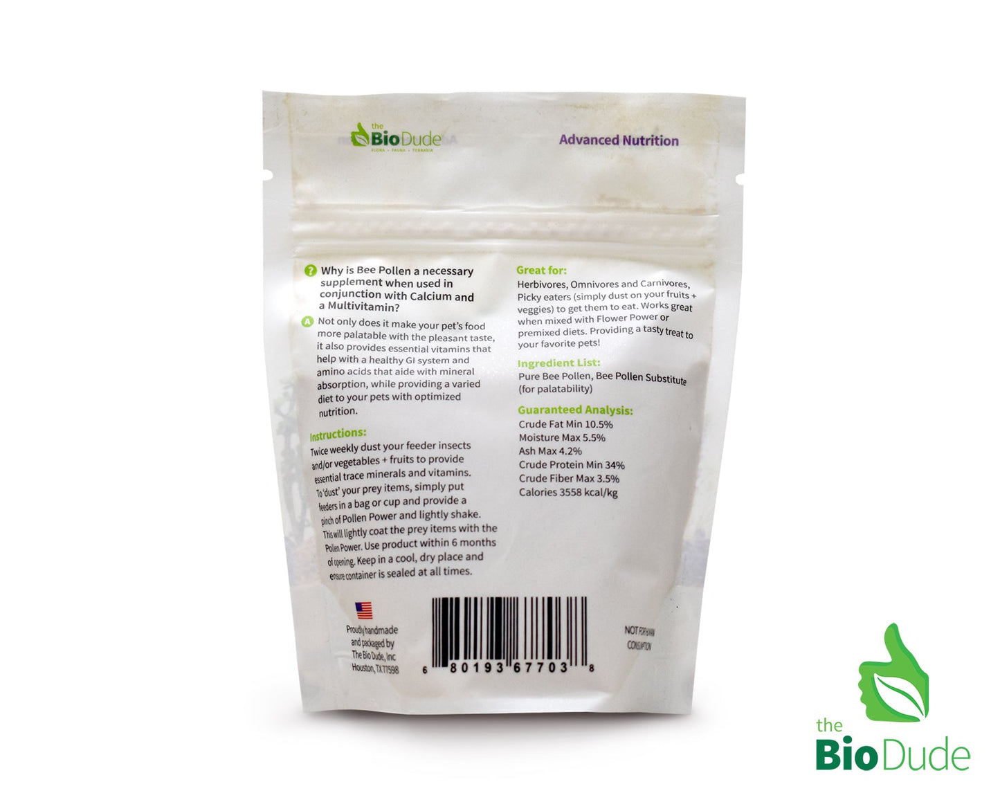 The Bio Dude - Pollen Power - Premium Bee Pollen Supplement - DS
