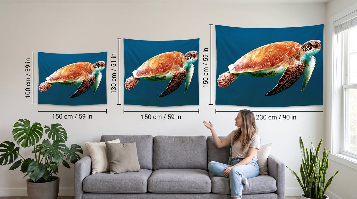 Gliding Sea Turtle Ocean Wall Tapestry
