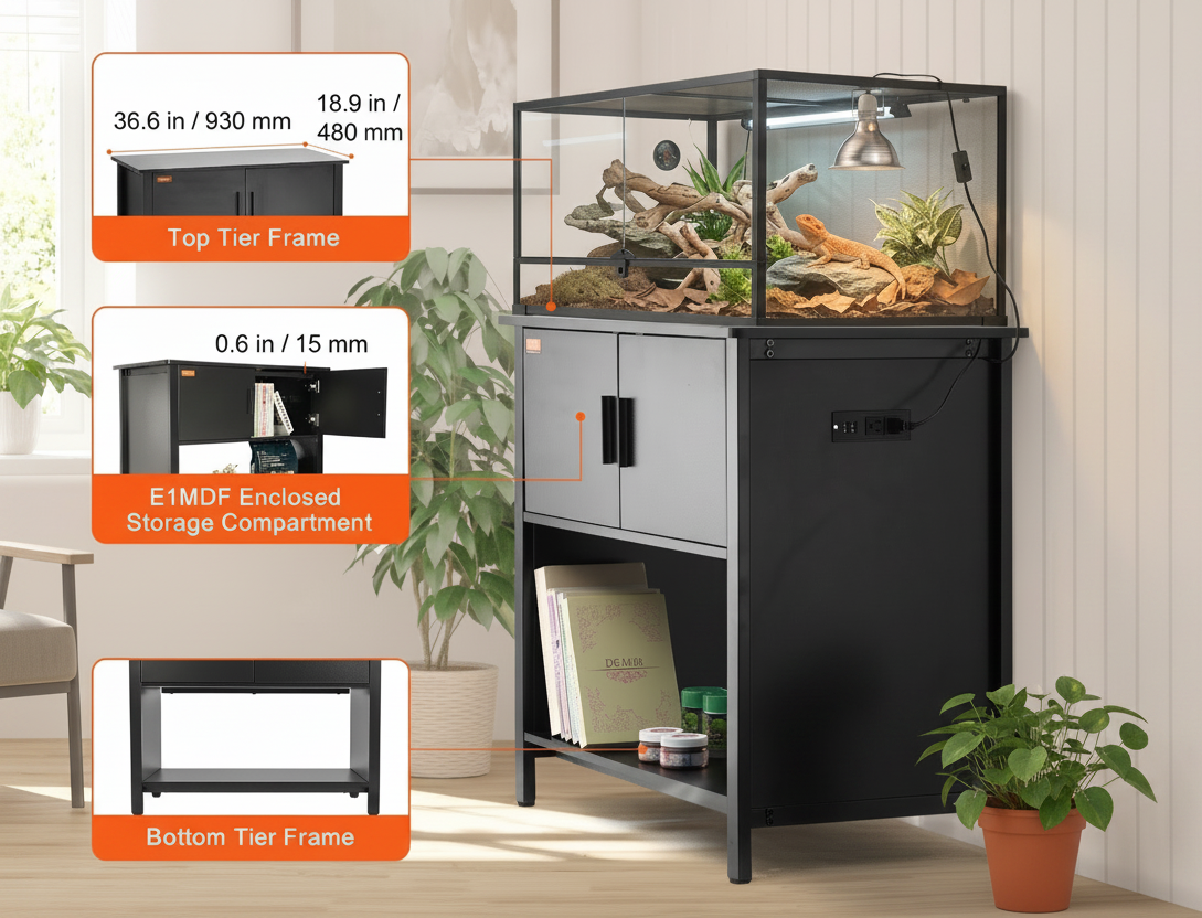 40-Gallon Terrarium Stand with Integrated Power Strip