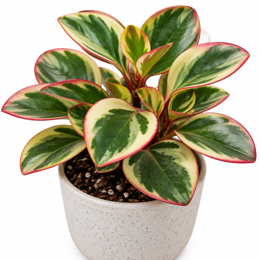 Tricolor Peperomia (Peperomia clusiifolia ‘Tricolor’) Live Rooted Plant (3–5")