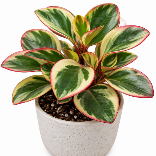 Tricolor Peperomia (Peperomia clusiifolia ‘Tricolor’) Live Rooted Plant (3–5")