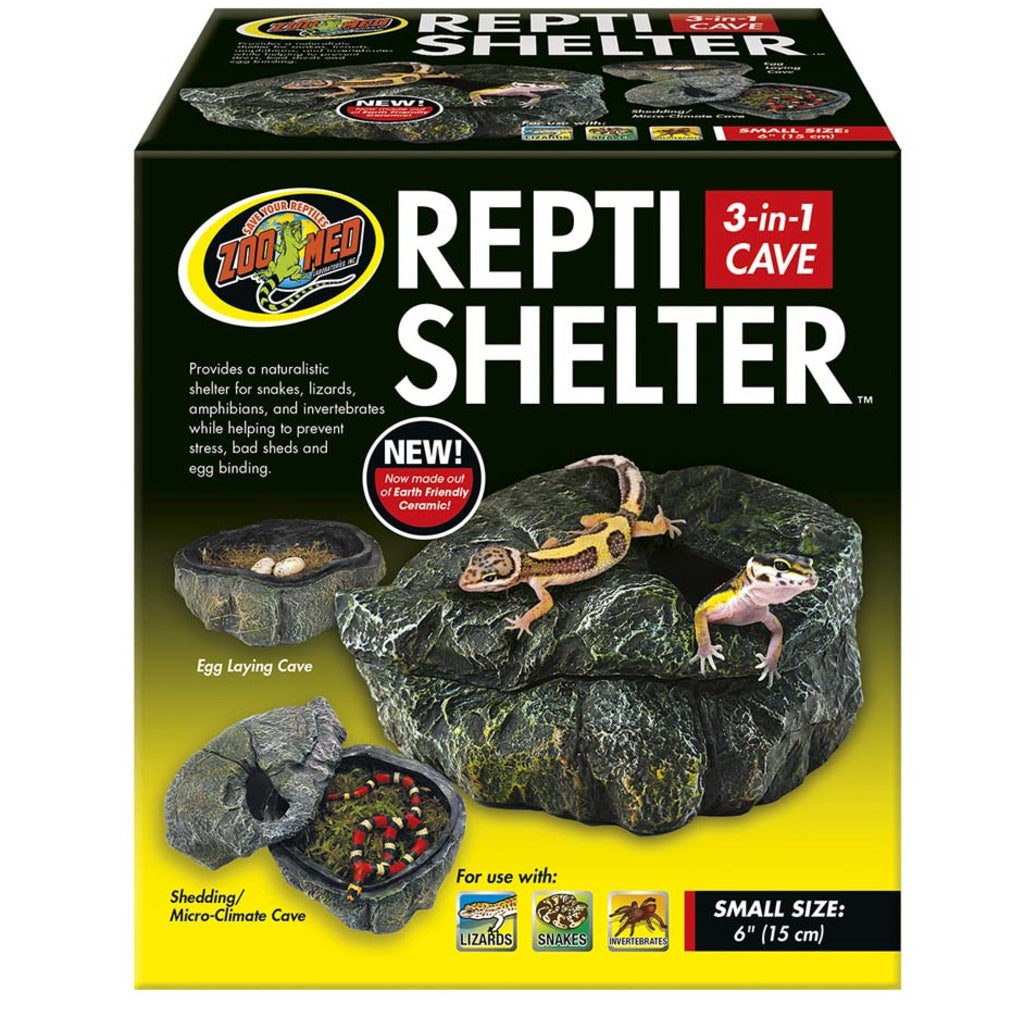 Zoo Med Repti Shelter 3-in-1 Cave Terrarium Hideaway Black