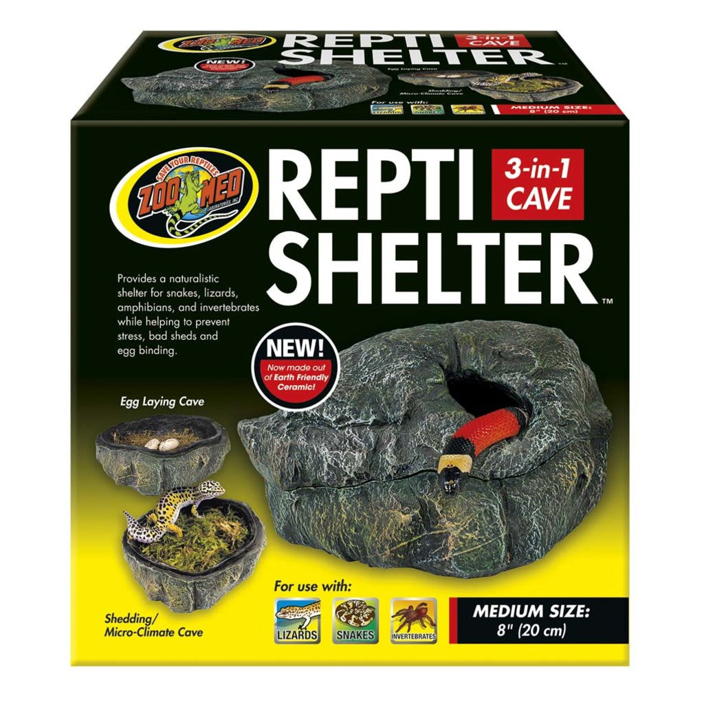 Zoo Med Repti Shelter 3-in-1 Cave Terrarium Hideaway Black